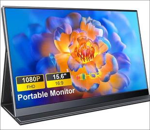 Portable Monitor, 15.6" 1080P Laptop Screen, Lightweight Dual USB C HDMI Second Computer Gaming Display with Speakers, Travel Monitor for MacBook