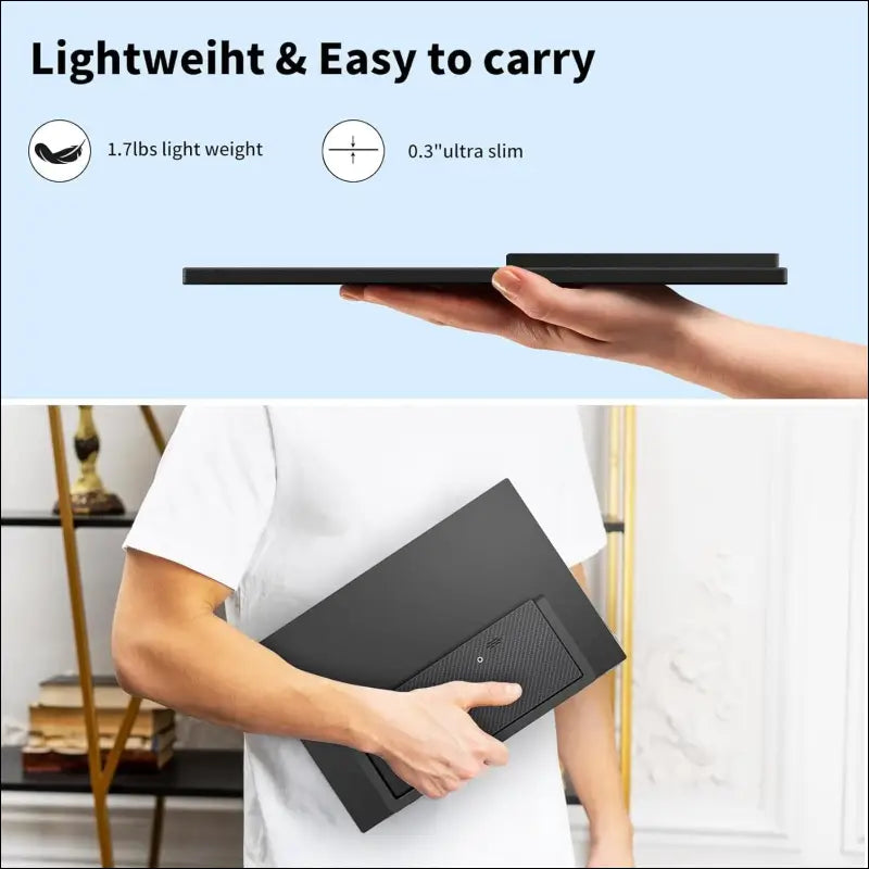 Portable Monitor 15.6 Inch 1080p FHD IPS Travel Display with Kickstand USB-C HDMI External Second Screen for Laptop/PC/Mac/Phone/Xbox