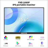 Portable Monitor 15.6 Inch 1080p FHD IPS Travel Display with Kickstand USB-C HDMI External Second Screen for Laptop/PC/Mac/Phone/Xbox