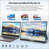 Portable Monitor 15.6 Inch 1080p FHD IPS Travel Display with Kickstand USB-C HDMI External Second Screen for Laptop/PC/Mac/Phone/Xbox