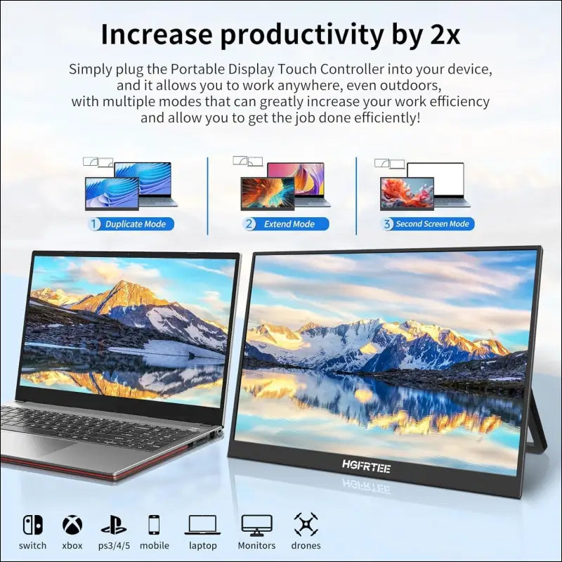 Portable Monitor 15.6 Inch 1080p FHD IPS Travel Display with Kickstand USB-C HDMI External Second Screen for Laptop/PC/Mac/Phone/Xbox