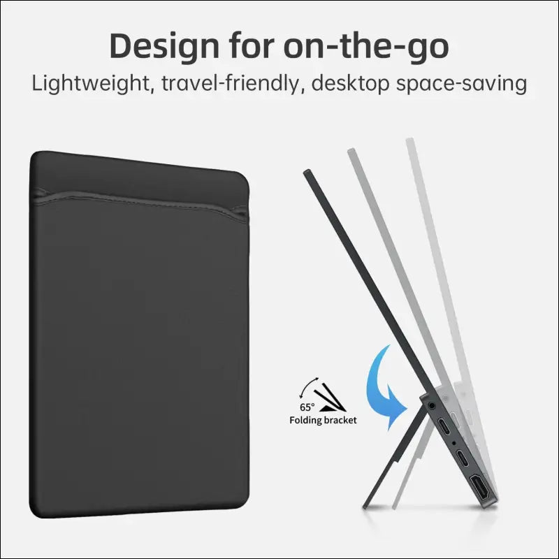 Portable Monitor, 15.6 Inch FHD IPS Portable Monitor with Speakers & One Support, Ultra Thin Second Screen for Laptop/PC/Mac - USB C & HDMI Port, Includes Protective Case