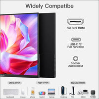 Portable Monitor, 15.6 Inch FHD IPS Portable Monitor with Speakers & One Support, Ultra Thin Second Screen for Laptop/PC/Mac - USB C & HDMI Port, Includes Protective Case