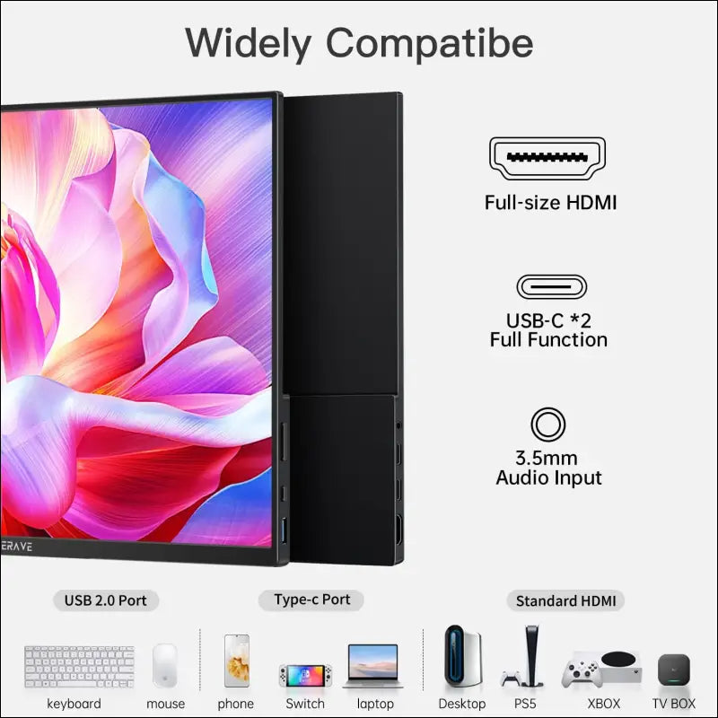 Portable Monitor, 15.6 Inch FHD IPS Portable Monitor with Speakers & One Support, Ultra Thin Second Screen for Laptop/PC/Mac - USB C & HDMI Port, Includes Protective Case