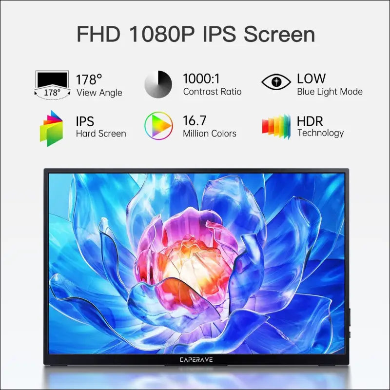 Portable Monitor, 15.6 Inch FHD IPS Portable Monitor with Speakers & One Support, Ultra Thin Second Screen for Laptop/PC/Mac - USB C & HDMI Port, Includes Protective Case