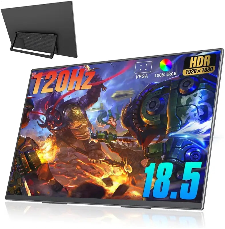 Portable Monitor 18.5 Inch 120 Hz 1080P 100% sRGB FHD HDR USB HDMI with VESA Ultra Slim Portable Laptop Office Game Monitor,for Computer Switch Phone Devices