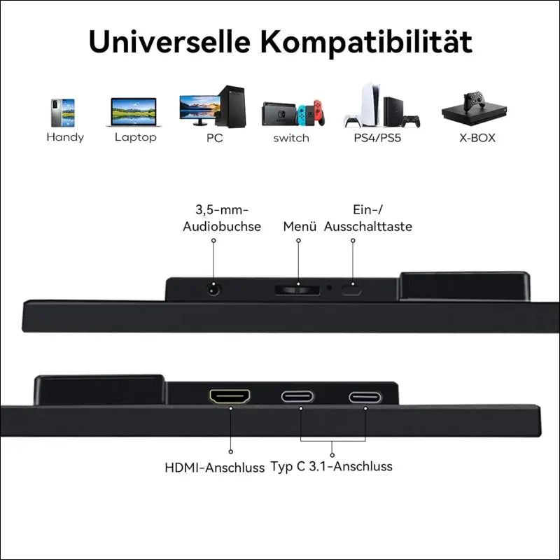 Portable Monitor 18.5 Inch 120Hz FHD 1080P HDMI USB-C 100% sRGB, HDR Gaming Monitor Built-in Speakers Kickstand and VESA Travel Second for Laptop Mac PC Xbox PS4/5 Switch