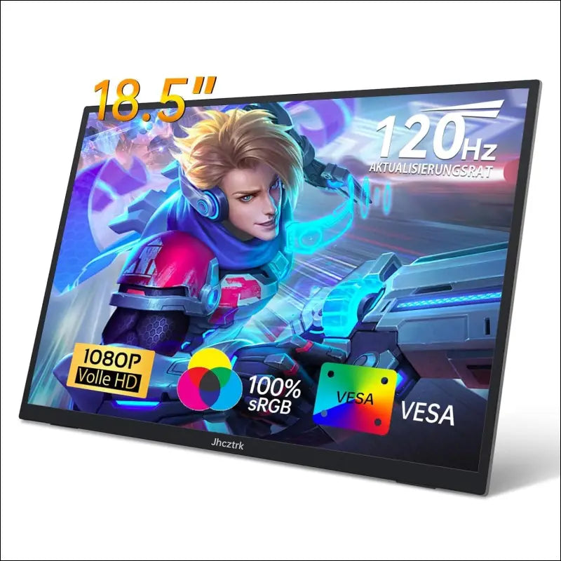 Portable Monitor 18.5 Inch 120Hz FHD 1080P HDMI USB-C 100% sRGB, HDR Gaming Monitor Built-in Speakers Kickstand and VESA Travel Second for Laptop Mac PC Xbox PS4/5 Switch