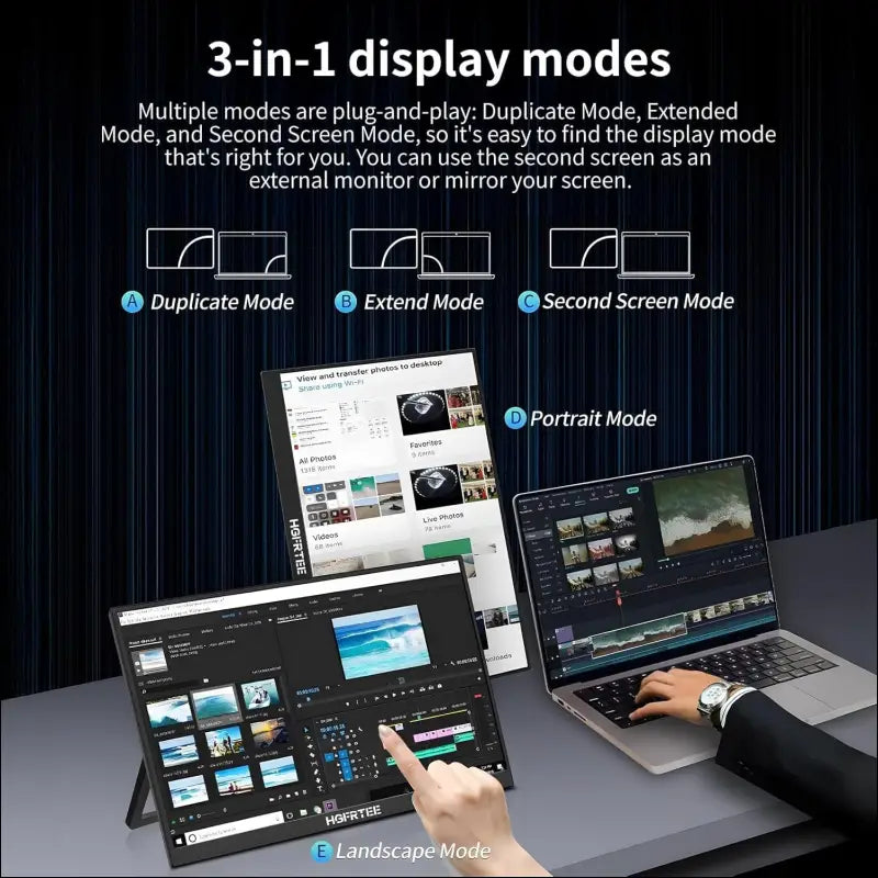 Portable Monitor Touchscreen 15.6 Inch FHD 1080P IPS Display, USB-C HDMI External Monitor for Laptop/PC/Mac/Phone/Xbox, with Kickstand