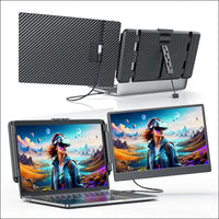 Portable Screen, 14'' 1080P FHD Portable Monitor, Dual Screen PC, Screen Extender for Mac Windows