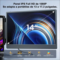 Portable Screen, 14'' 1080P FHD Portable Monitor, Dual Screen PC, Screen Extender for Mac Windows