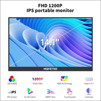 Portable Touchscreen Monitor 14 Inch FHD 1200P IPS Display with Kickstand USB-C HDMI Monitor for Laptop/PC/Mac/Phone/Xbox