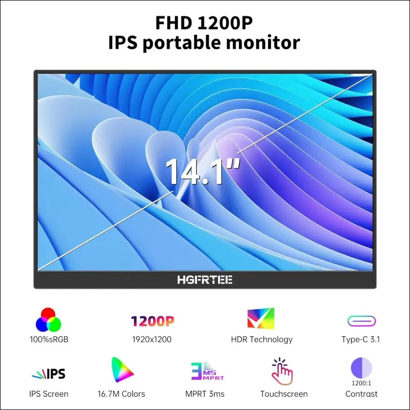 Portable Touchscreen Monitor 14 Inch FHD 1200P IPS Display with Kickstand USB-C HDMI Monitor for Laptop/PC/Mac/Phone/Xbox