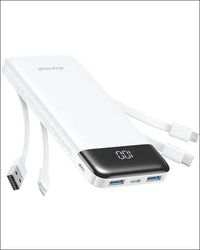 Power Bank with Built in Cables Portable Charger 10000mAh, Slim USB C Powerbank with Cables 6 Outputs 3 Inputs, 3A Fast Charging Battery Pack Compatible with iPhone, Samsung and...