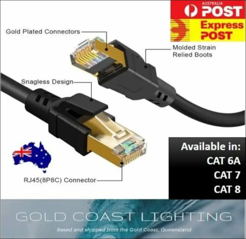 Premium Ethernet Cable CAT 8 7 6A Ultra High Speed LAN Patch Cord 1m-3m