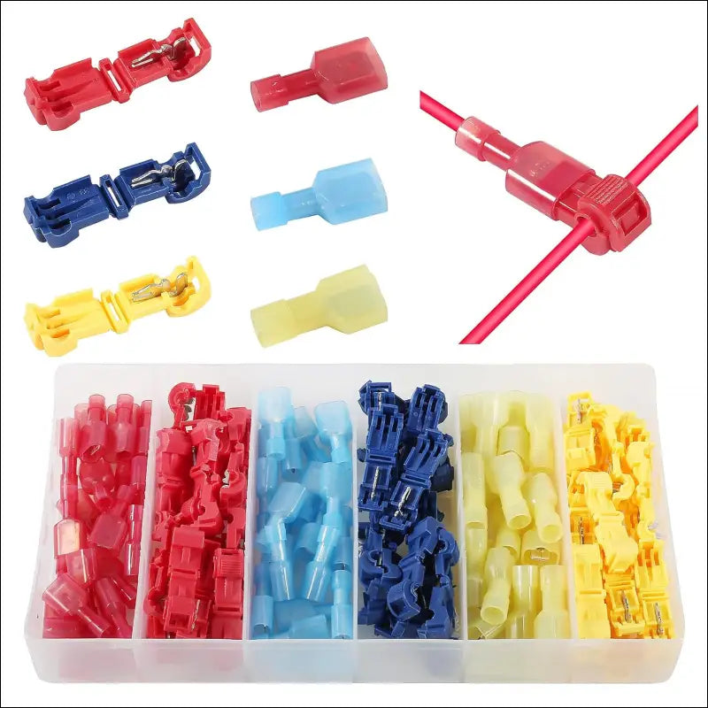 QC 120PCS Quick Splice Wire Terminals T-Tap Self-Stripping Wire Connectors Nylon Fully Insulated Male Quick Disconnect