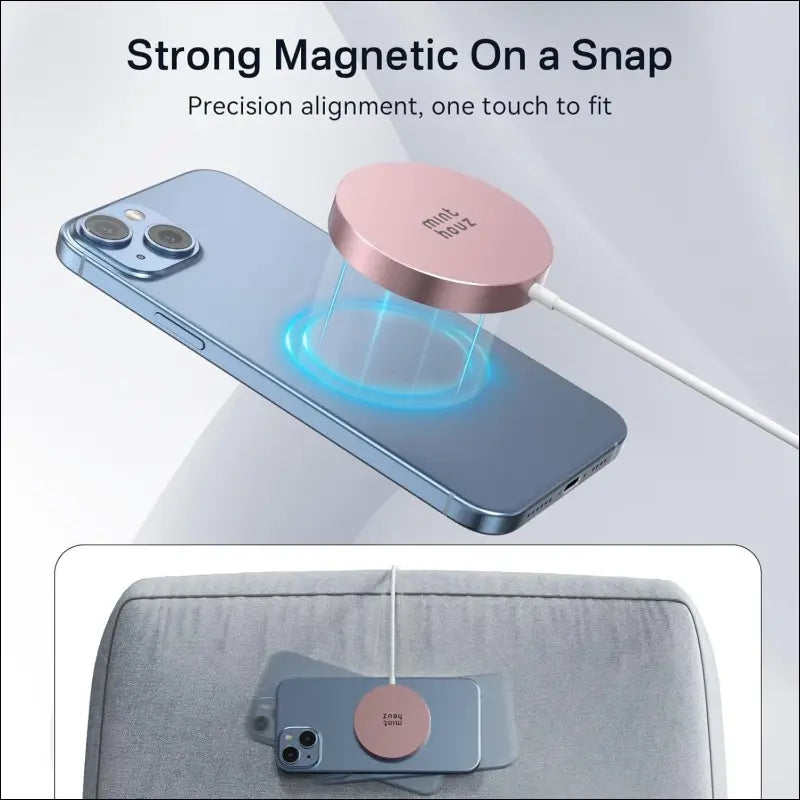 Qi2 Magnetic Wireless Charger, Minthouz 15W Fast Charging iPhone Wireless Charger, Mag Safe Wireless Charging Pad for iPhone 16/15/14/13/12 Series, Airpods and Qi-Enabled...