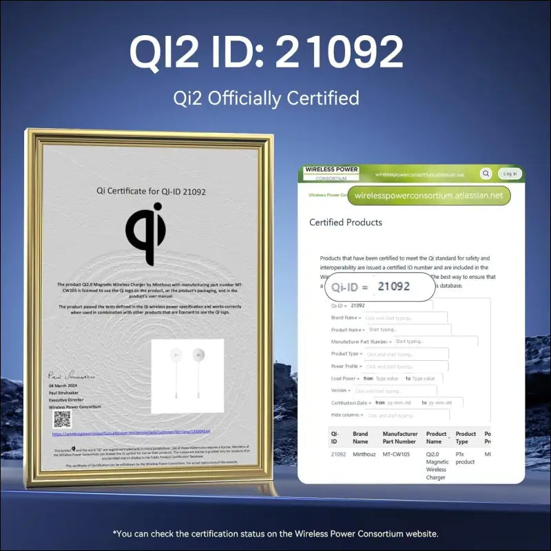Qi2 Magnetic Wireless Charger, Minthouz 15W Fast Charging iPhone Wireless Charger, Mag Safe Wireless Charging Pad for iPhone 16/15/14/13/12 Series, Airpods and Qi-Enabled...