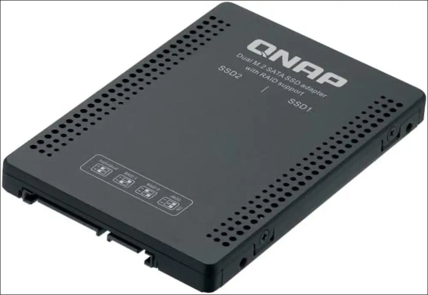 QNAP Dual M.2 SATA SSD to 2.5” SATA RAID Adapter Converter - 2 x M.2 2280 SSD to 3.5” SATA Adapter with RAID Support for PC and NAS. (QDA-A2MAR)