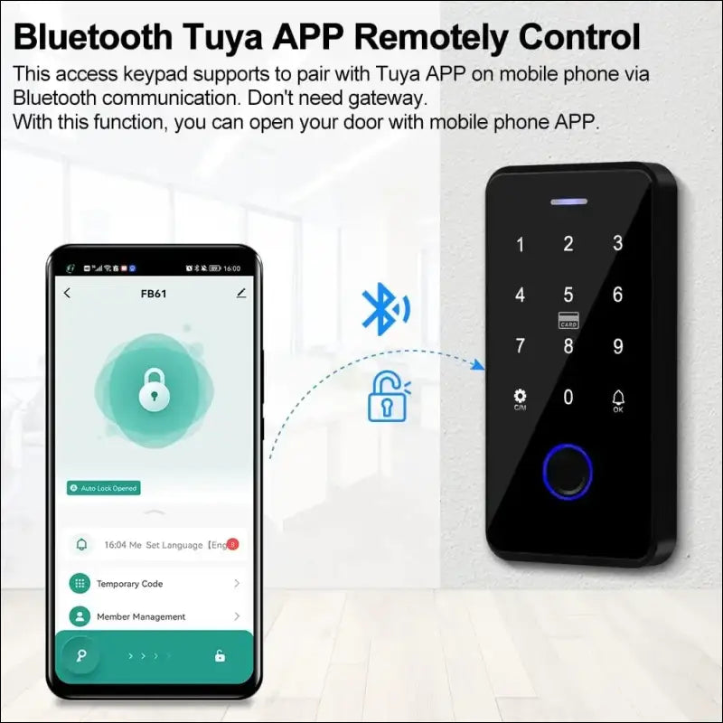 QTTYELOK IP68 Waterproof Door Access Control System Kit Bluetooth Tuya RFID Keyboard NFC Fingerprint + Electric Drop Lock + 10pcs 13.56Mz Key Ring