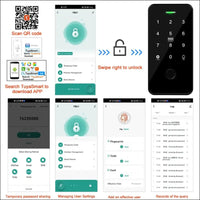 QTTYELOK IP68 Waterproof Door Access Control System Kit Bluetooth Tuya RFID Keyboard NFC Fingerprint + Electric Drop Lock + 10pcs 13.56Mz Key Ring