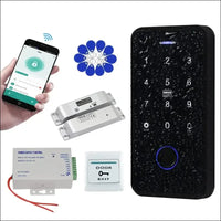QTTYELOK IP68 Waterproof Door Access Control System Kit Bluetooth Tuya RFID Keyboard NFC Fingerprint + Electric Drop Lock + 10pcs 13.56Mz Key Ring