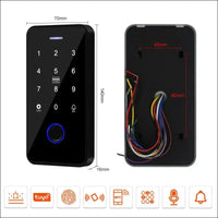 QTTYELOK IP68 Waterproof Door Access Control System Kit Bluetooth Tuya RFID Keyboard NFC Fingerprint + Electric Drop Lock + 10pcs 13.56Mz Key Ring
