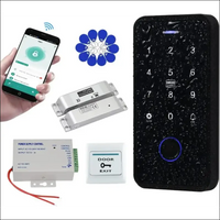 QTTYELOK IP68 Waterproof Door Access Control System Kit Bluetooth Tuya RFID Keyboard NFC Fingerprint + Electric Drop Lock + 10pcs 13.56Mz Key Ring