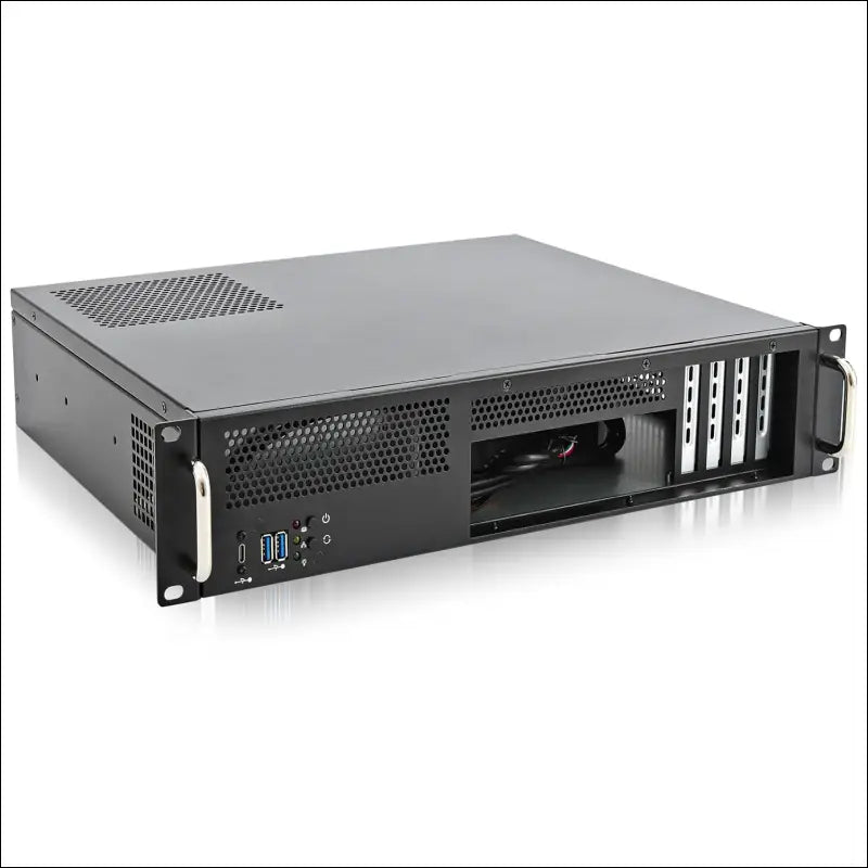 RackChoice 2U Server Chassis Short Depth 14.17’’ Front I/O with 2 x 3.5“ (int.) mATX M/B,Support ATX PSU with Either