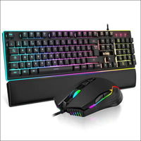 RedThunder K10 USB Gaming Keyboard and Mouse Set, French AZERTY + Wrist Rest, RGB Backlit Anti-Ghosting Keyboard and 7200 DPI Ergonomic Mouse for Gamers (Black)