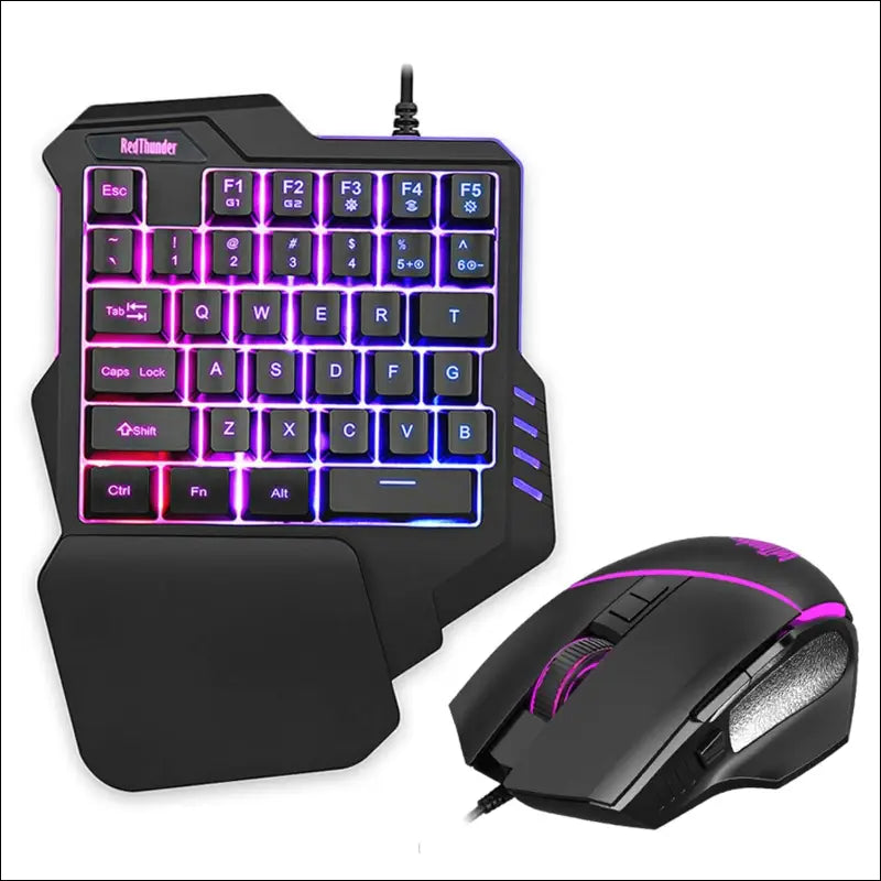 RedThunder One-Handed RGB Gaming Keyboard and Mouse Combo, 35-Key Mini Gaming Keyboard, 6400 DPI Ergonomic Mouse, Portable Game Controller for PC PS4 Xbox Gamers