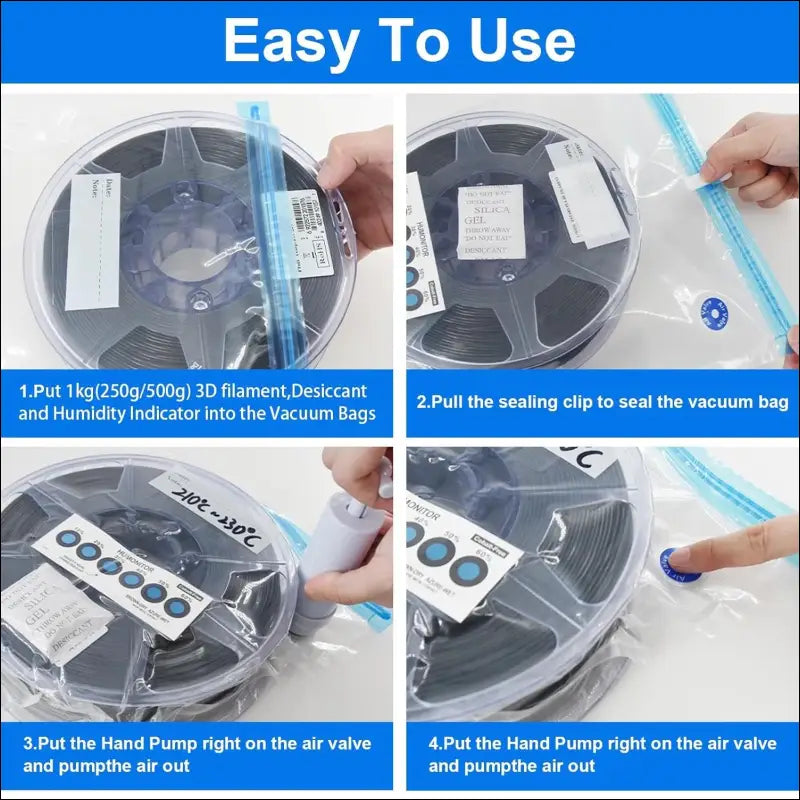 Reusable 3D Filament Vacuum Bag Kit