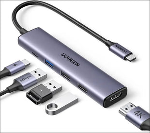 Revodok 105 USB C Hub 5 in 1 Multiport Adapter 4K HDMI, 100W Power Delivery, 3 USB A Data Ports, Type C Dongle for PC, Laptop, MacBook Air, iMac,