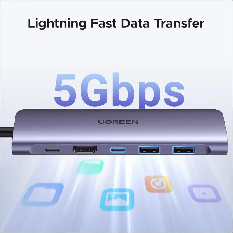 Revodok 1071 USB C Hub, 7 in 1 Multiport Adapter with 4K HDMI, 100W PD Charging, Type A& USB C 5Gbps Data Ports and SD/TF Card Reader for PC, Laptop, iMac, MacBook Air, iPad, iPhone 16/15
