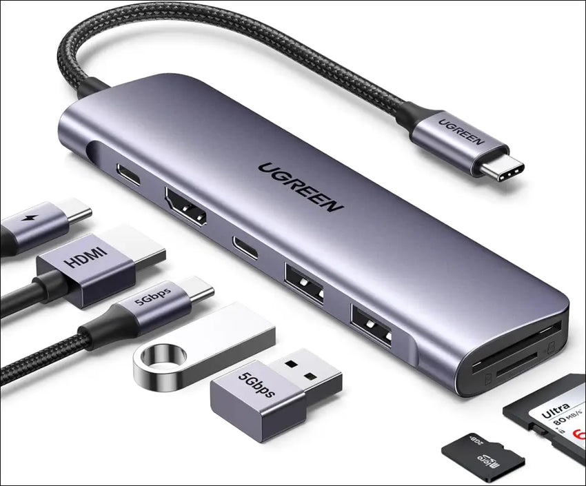 Revodok 1071 USB C Hub, 7 in 1 Multiport Adapter with 4K HDMI, 100W PD Charging, Type A& USB C 5Gbps Data Ports and SD/TF Card Reader for PC, Laptop, iMac, MacBook Air, iPad, iPhone 16/15