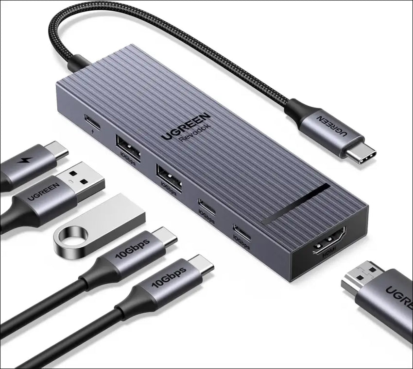 Revodok Pro 106 USB C Hub 10Gbps, 6-in-1 Multiport Adapter with HDMI 4K@60Hz Display, 2 Type A and C 3.2 Data Ports, 100W PD for M4 MacBook, iPad, HP Laptops, Mac Mini, iPhone 16/15