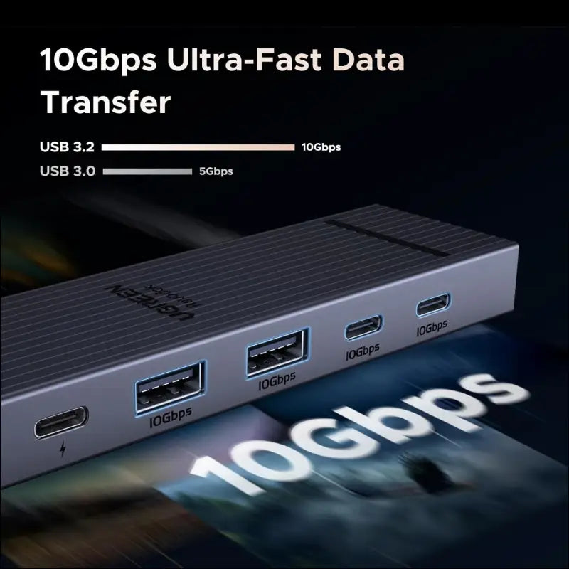 Revodok Pro 106 USB C Hub 10Gbps, 6-in-1 Multiport Adapter with HDMI 4K@60Hz Display, 2 Type A and C 3.2 Data Ports, 100W PD for M4 MacBook, iPad, HP Laptops, Mac Mini, iPhone 16/15
