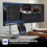 Revodok Pro 209 USB C Docking Station, DisplayLink 9-in-1 Dual 4K@60hz Monitor Dock for MacBook & Windows with 2 DP & 2 HDMI, 10Gbps Type C& A Data Ports, 100W PD, Gigabit Ethernet for PC