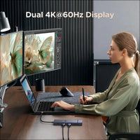 Revodok Pro 2102 USB C Docking Station Dual Monitor, 10 in 1 Dock with 4K@60Hz HDMI Display, Type A&C 3.2 Ports, SD/TF Card Reader, PD 100W Charging, Gigabit Ethernet Adapter for Laptop