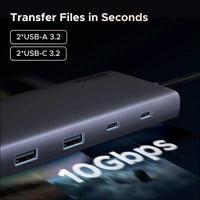 Revodok Pro 308 USB C Docking Station, 8 in 1 Hub Triple Display with 4K@60Hz HDMI and DisplayPort, 10Gbps 2 Type C& A Data Ports, 100W PD for PC, Laptop, XPS, ThinkPad, Surface Pro and More