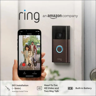 Ring Battery Video Doorbell | DIY Wireless Video Doorbell Camera with Head-To-Toe View, HD Video, With Built-in Battery | Easy to install (5min) |