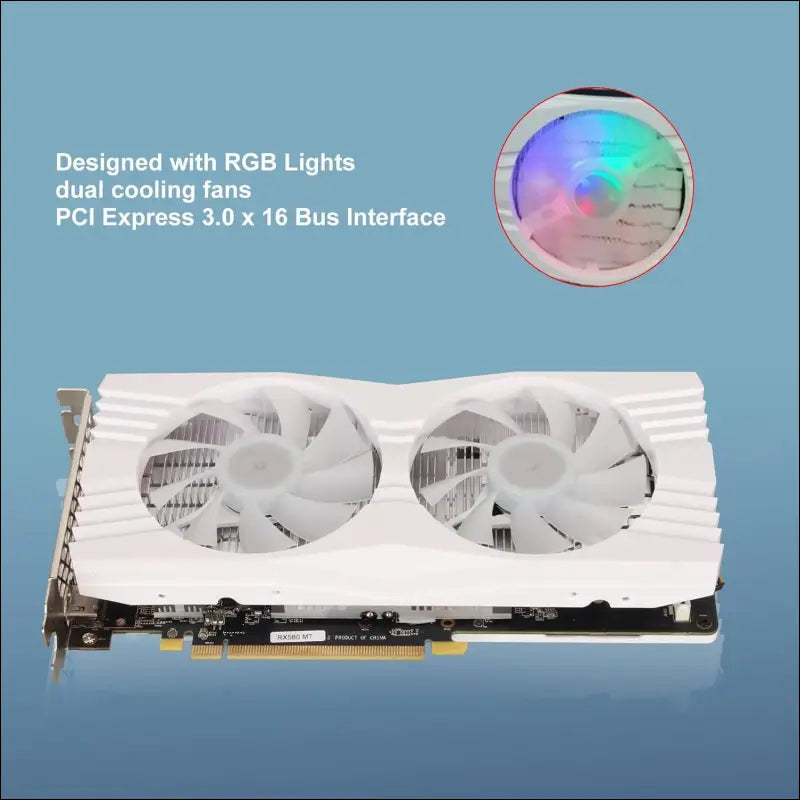 RX580 Desktop Graphics Card, 8GB GDDR5 256Bit RGB Gaming Video Card with Dual Cooling Fan for Computer PC, Support HD Dpoutput, PCI Express 3.0 Graphics Card for Game Office