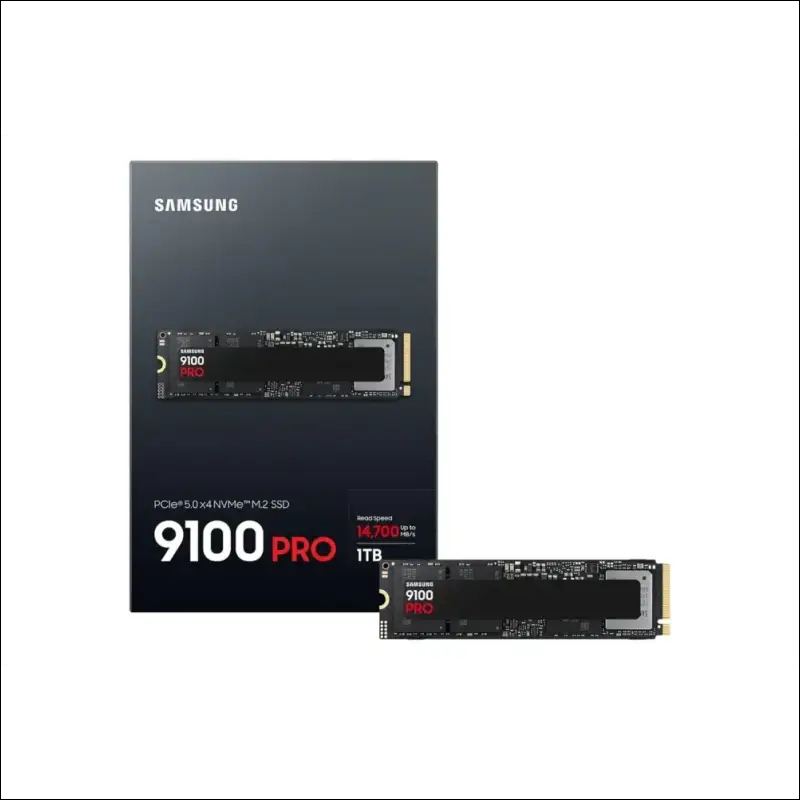 Samsung 9100 PRO NVMe M.2 SSD, 1TB, PCIe 5.0, 14,700 MB/s Read, 13,300 MB/s Write, Internal SSD for Gaming, Video Editing and AI, Black, MZ-VAP1T0BW