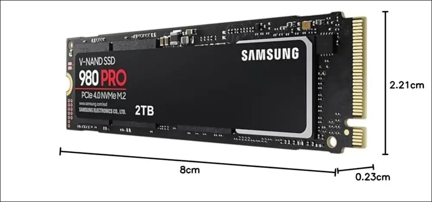 Samsung 980 PRO M.2 NVMe SSD (MZ-V8P2T0BW), 2 TB, PCIe 4.0, 7,000 MB/s Read, 5,000 MB/s Write, Internal Solid State Drive