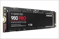 Samsung 980 PRO M.2 NVMe SSD (MZ-V8P2T0BW), 2 TB, PCIe 4.0, 7,000 MB/s Read, 5,000 MB/s Write, Internal Solid State Drive
