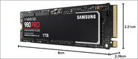 Samsung 980 PRO M.2 NVMe SSD (MZ-V8P2T0BW), 2 TB, PCIe 4.0, 7,000 MB/s Read, 5,000 MB/s Write, Internal Solid State Drive