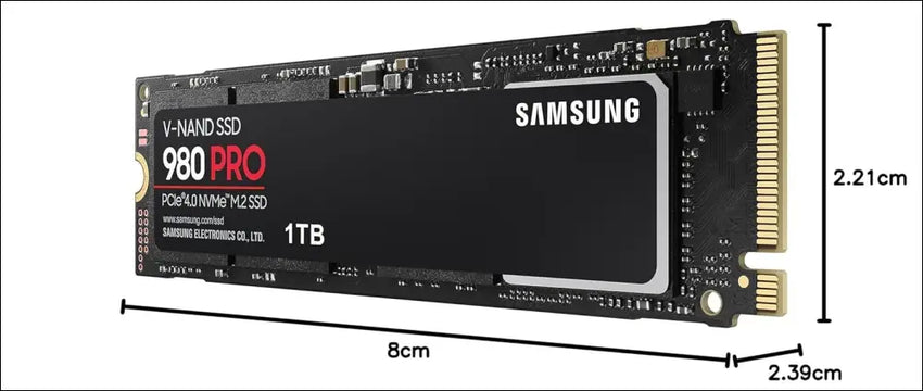 Samsung 980 PRO M.2 NVMe SSD (MZ-V8P2T0BW), 2 TB, PCIe 4.0, 7,000 MB/s Read, 5,000 MB/s Write, Internal Solid State Drive