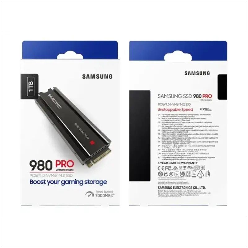 SAMSUNG 980 PRO SSD 1TB w/Heatsink PCIe Gen 4 NVMe M.2 Internal Solid State Drive, Heat Control, Max Speed, PS5 Compatible