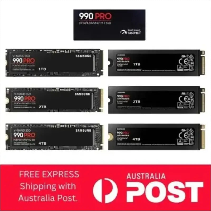 Samsung 990 PRO 1TB 2TB 4TB PCIe 4.0 NVMe M.2 2280 Internal SSD (7450MB/s)