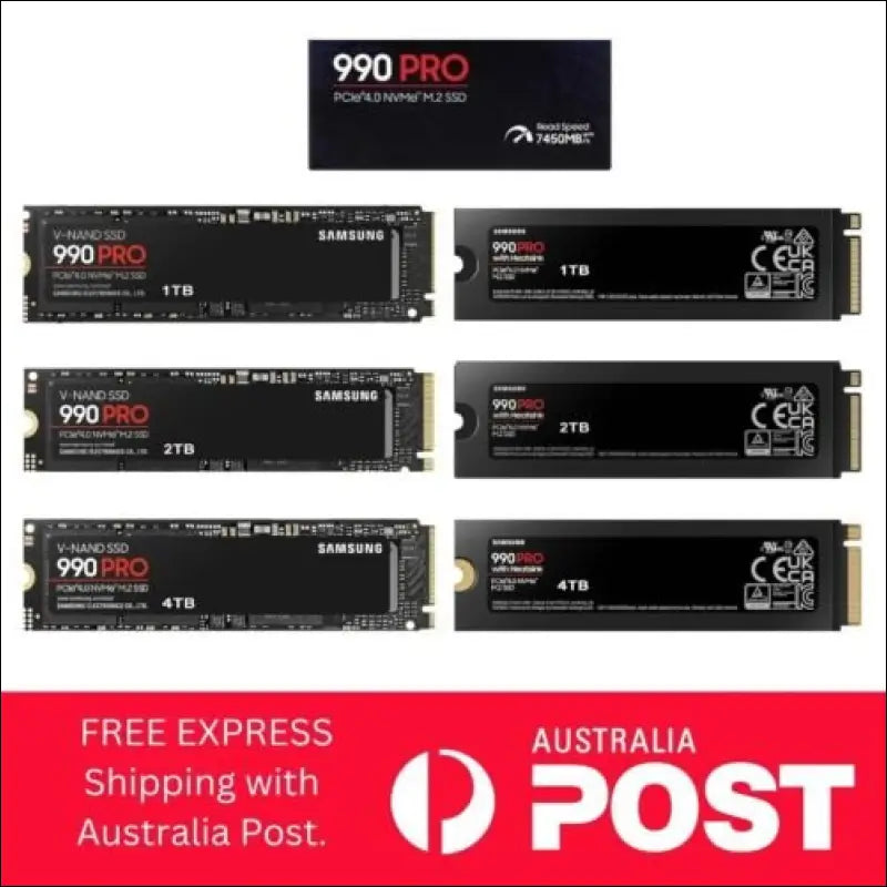 Samsung 990 PRO 1TB 2TB 4TB PCIe 4.0 NVMe M.2 2280 Internal SSD (7450MB/s)